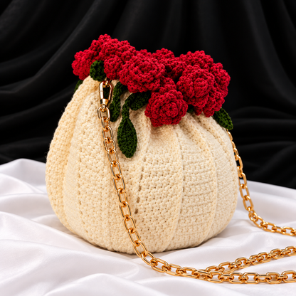Handmade Crochet Floral Bucket Bag