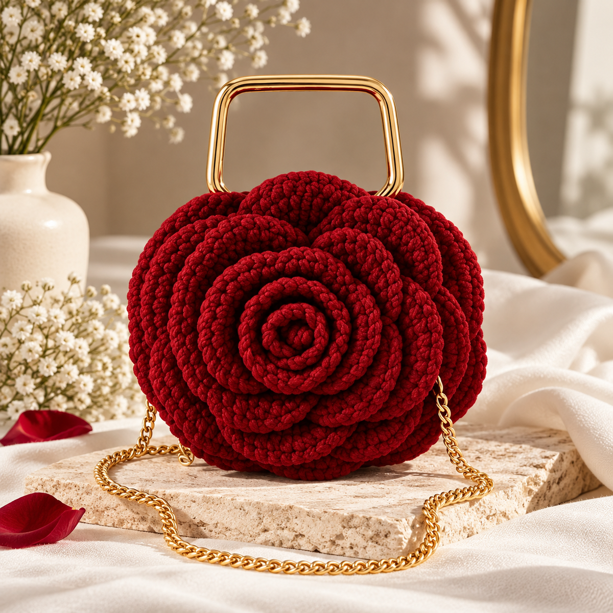 Crochet Rose Flower Bag