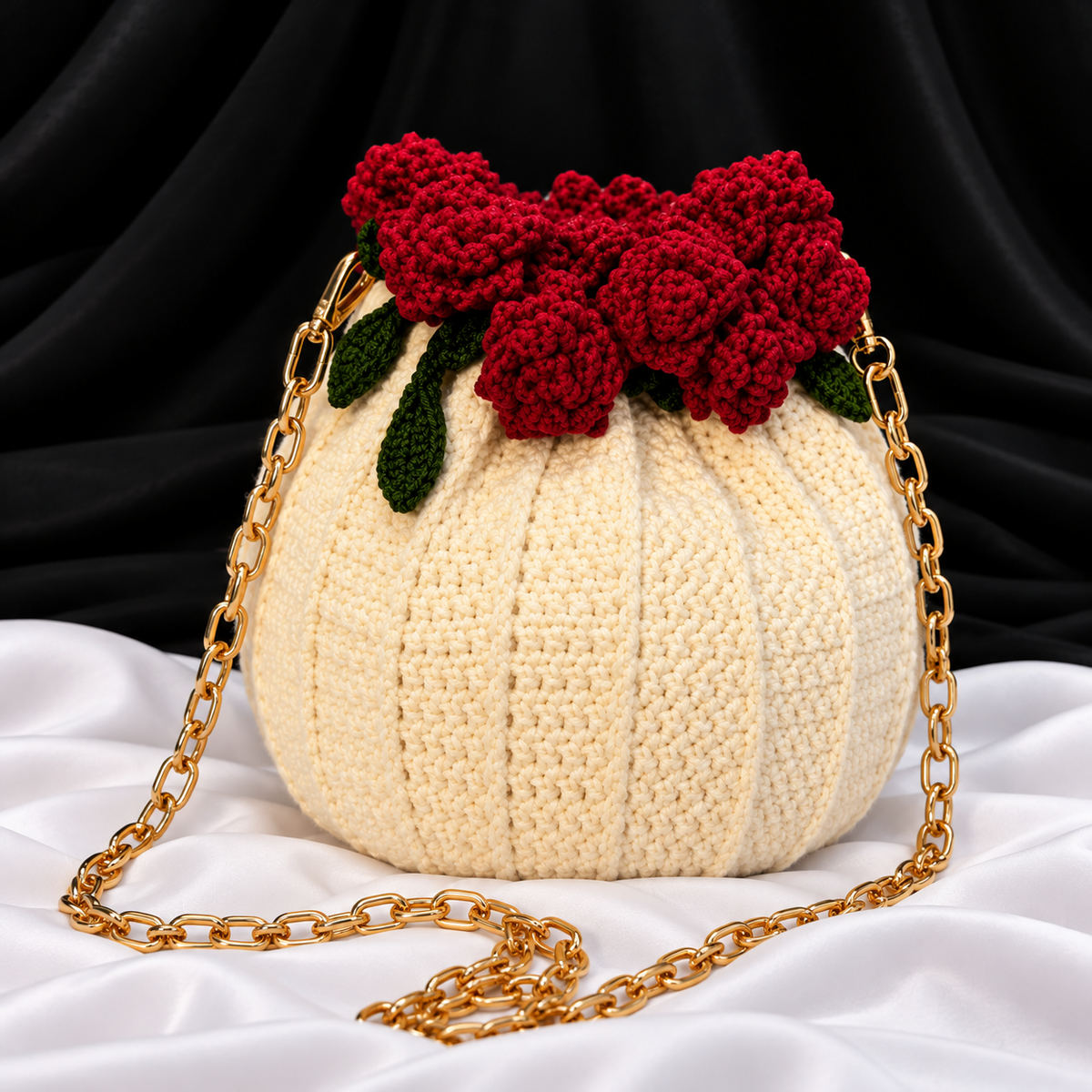 Handmade Crochet Floral Bucket Bag